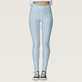 Glanzend Lichtblauw Gestreepte Leggings (Voorkant)
