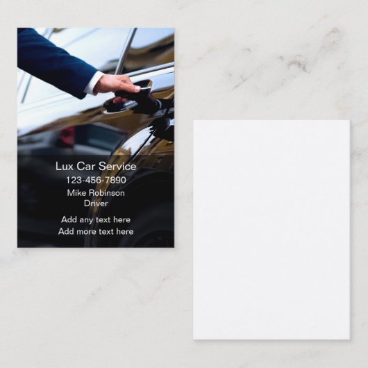 Glanzend Lux Care Service Chauffeur Driver Visitekaartje (Voorkant / Achterkant)