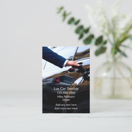 Glanzend Lux Care Service Chauffeur Driver Visitekaartje (Staand voorkant)