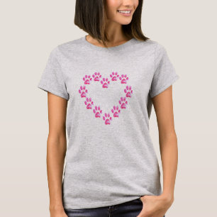 Glanzend Magenta Poot Hart Patroon Huisdier Ouder  T-shirt