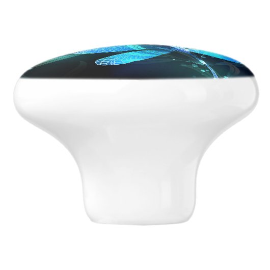 Glanzend meer van de libellen keramische knop (Zijkant)