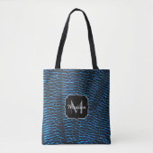 Glanzend metalig levendig blauw abstract Monogram Tote Bag (Voorkant)