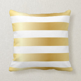 Glanzend metallic breed gouden streeppatroon kussen