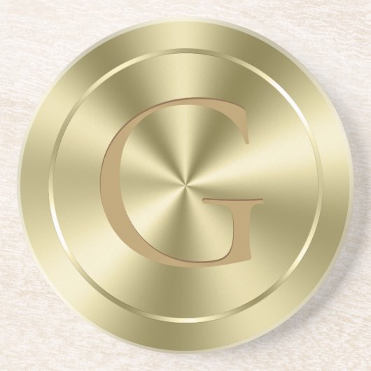 Glanzend Metallic Goud Faux Roestvrij staal Zandsteen Onderzetter (Voorkant)