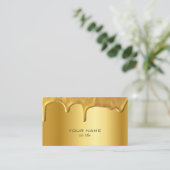 Glanzend metallic goud met druppels Fancy Visiteka Visitekaartje (Staand voorkant)