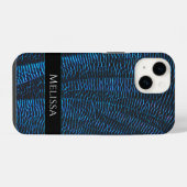 Glanzend metallic levendig blauw abstract Custom N iPhone Hoesje (Achterkant horizontaal)