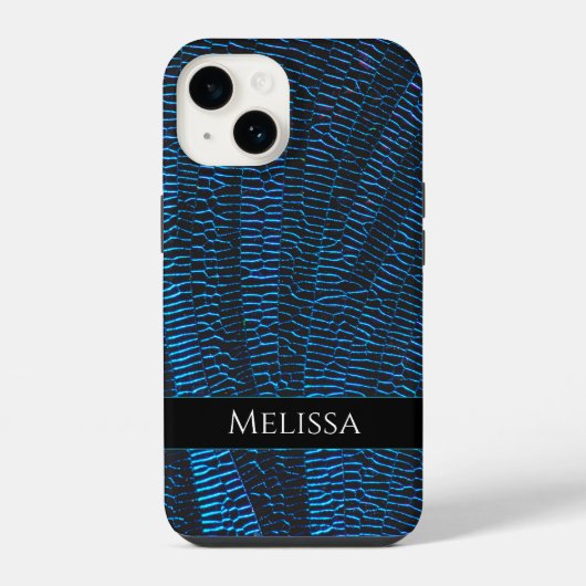 Glanzend metallic levendig blauw abstract Custom N iPhone Hoesje (Achterkant)