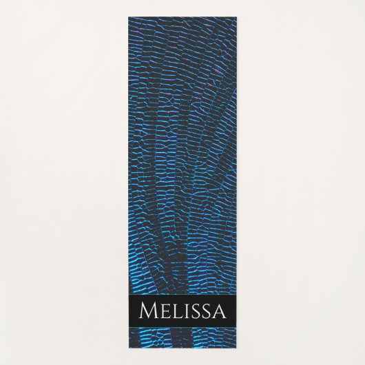 Glanzend metallic levendig blauw abstract Jouw naa Yogamat (Voorkant)