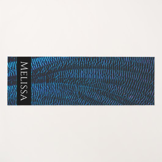 Glanzend metallic levendig blauw abstract Jouw naa Yogamat (Voorkant (horizontaal))