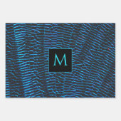 Glanzend metallic levendig blauw abstract Monogram Inpakpapier Vel (Voorkant)