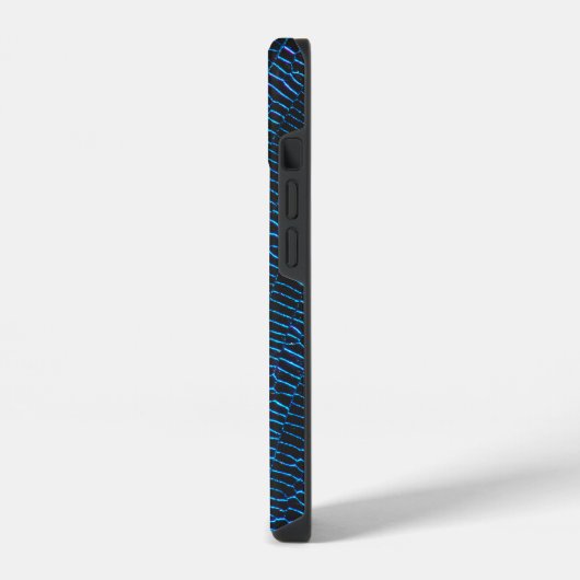 Glanzend metallic levendig blauw abstract Monogram iPhone Hoesje (Linkerkant)