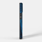 Glanzend metallic levendig blauw abstract Monogram iPhone Hoesje (Rechterkant)