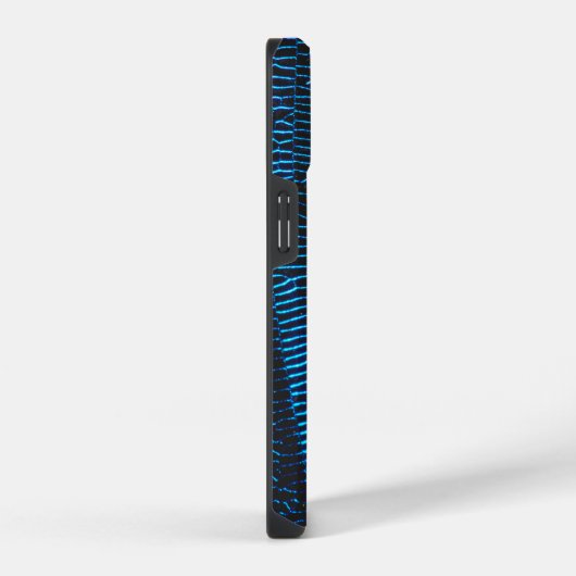 Glanzend metallic levendig blauw abstract Monogram iPhone Hoesje (Rechterkant)