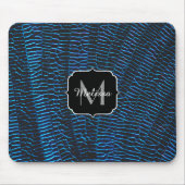 Glanzend metallic levendig blauw abstract Monogram Muismat (Voorkant)