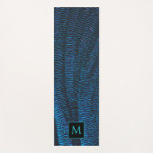 Glanzend metallic levendig blauw abstract Monogram Yogamat (Voorkant)