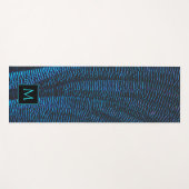 Glanzend metallic levendig blauw abstract Monogram Yogamat (Voorkant (horizontaal))