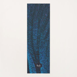 Glanzend metallic levendig blauw abstract Monogram Yogamat