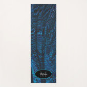 Glanzend metallic levendig blauw abstract Monogram Yogamat (Voorkant)