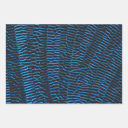 Glanzend metallic levendig blauw geometrisch abstr inpakpapier vel (Voorkant 2)