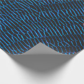 Glanzend metallic levendig neon blauw abstract pat cadeaupapier (Hoek)