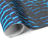 Glanzend metallic levendig neon blauw abstract pat cadeaupapier (Rol Hoek)