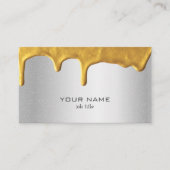 Glanzend Metallic Silver Gold Drips Fancy Visitekaartje (Voorkant)