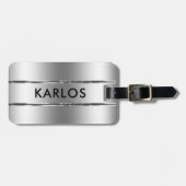 Glanzend Metallic Zilver Roestvrij Staal Kijk Bagagelabel (Voorkant horizontaal)