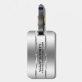 Glanzend Metallic Zilver Roestvrij Staal Kijk Bagagelabel (Achterkant verticaal)