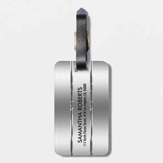 Glanzend Metallic Zilver Roestvrij Staal Kijk Bagagelabel (Achterkant verticaal)