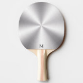 Glanzend Metallic Zilver Textuur Monogram Tafeltennisbatje (Achterkant)