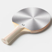 Glanzend Metallic Zilver Textuur Monogram Tafeltennisbatje (Voorkant Gekanteld)