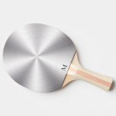 Glanzend Metallic Zilver Textuur Monogram Tafeltennisbatje (Zijkant)