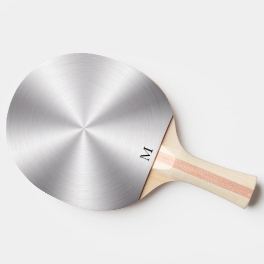 Glanzend Metallic Zilver Textuur Monogram Tafeltennisbatje (Zijkant)