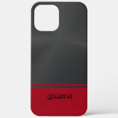 Glanzend Metallic Zwart en Rood Case-Mate iPhone Case (Achterkant)
