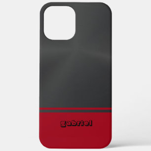 Glanzend Metallic Zwart en Rood Case-Mate iPhone Case