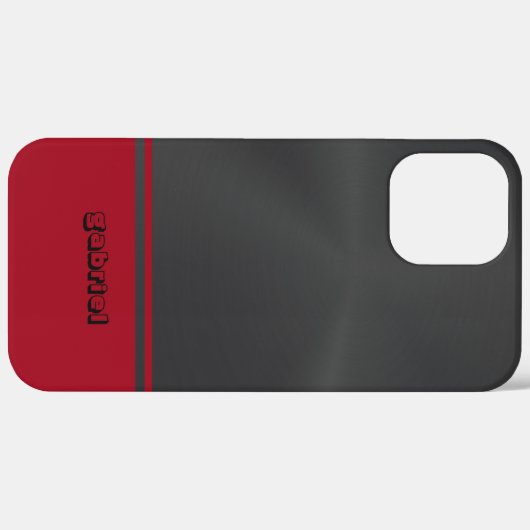 Glanzend Metallic Zwart en Rood Case-Mate iPhone Case (Achterkant / Rechts)