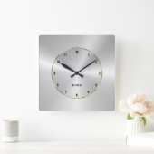 Glanzend metallisch zilver met gouden cirkel vierkante klok (Huis)
