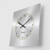 Glanzend metallisch zilver met gouden cirkel vierkante klok (Hoek)