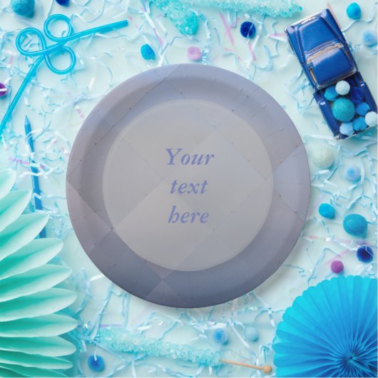 Glanzend Modern Geruit Metaal Blauw Elke tekst Papieren Bordje (Feest)