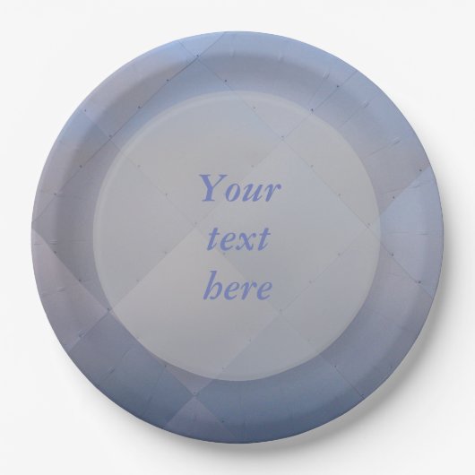 Glanzend Modern Geruit Metaal Blauw Elke tekst Papieren Bordje (Voorkant)