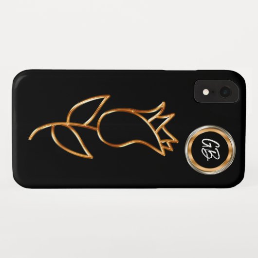 Glanzend Monogram Bling Bloem Ontwerp Case-Mate iPhone Case (Achterkant (horizontaal))