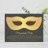 Glanzend namaak gouden ontwerp masker masquerade f kaart (Staand voorkant)
