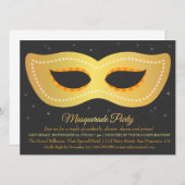 Glanzend nep gouden design masker maskerade feest kaart (Voorkant / Achterkant)