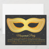 Glanzend nep gouden ontwerp masker masquerade fees kaart (Voorkant / Achterkant)