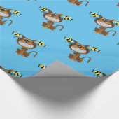 Glanzend omlooppapier, blauwe katvis cadeaupapier (Hoek)