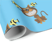 Glanzend omlooppapier, blauwe katvis cadeaupapier (Rol Hoek)