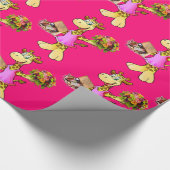 Glanzend omlooppapier, Giraffe Floral roze Cadeaupapier (Hoek)