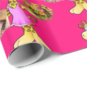 Glanzend omlooppapier, Giraffe Floral roze Cadeaupapier (Rol Hoek)