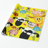 Glanzend omlooppapier, Giraffe Varkens Dogs Cats Cadeaupapier (Uitgerold)