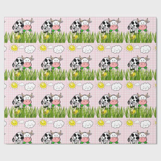 Glanzend omlooppapier, Koe-zonnewolken Cadeaupapier (Vlak)